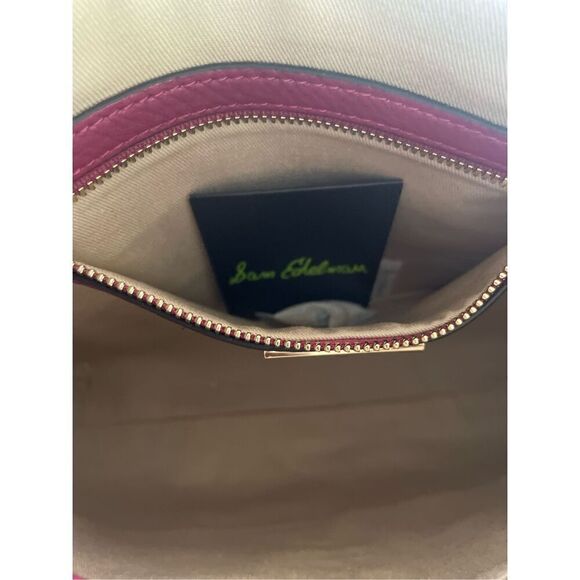 NWT Sam Edelman Chevron Suede Leather Patchwork Fringe Clutch Red/ Brown - Picture 10 of 15